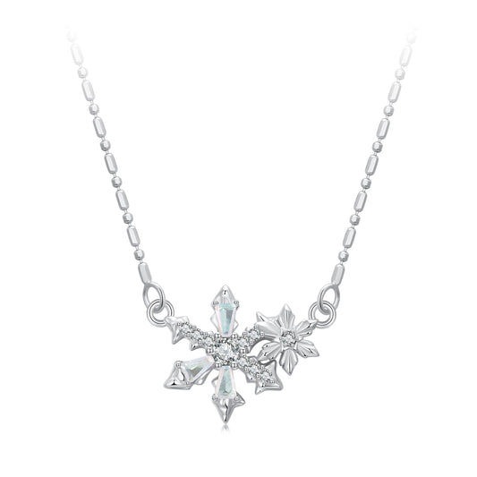 925 Sterling Silver  Necklace with CZ and Glass Pendant for Women