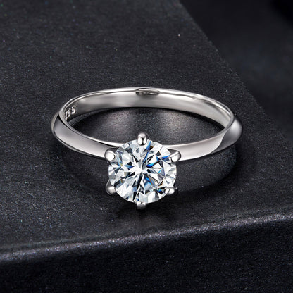 925 Sterling Silver Moissanite 1 Carat Ring Size 6