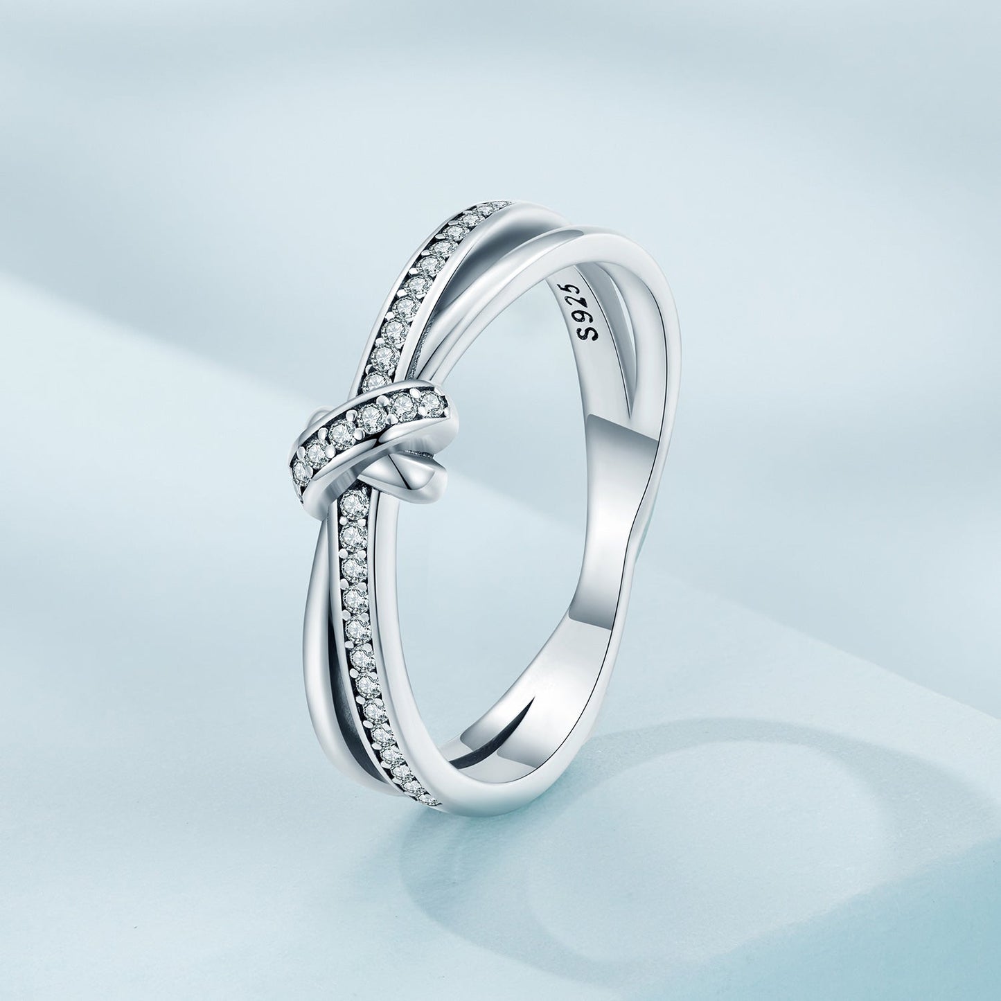 S925 Sterling Silver Oxidized Pavé Setting CZ Ring Size 6 for Women
