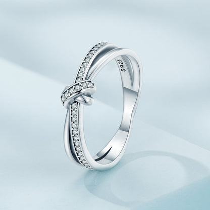 S925 Sterling Silver Oxidized Pavé Setting CZ Ring Size 6 for Women