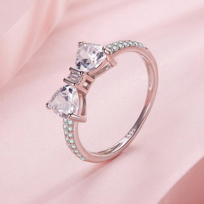 925 Sterling Silver White Gold Plated 1.2cm Pendant Ring Size 6 for Women