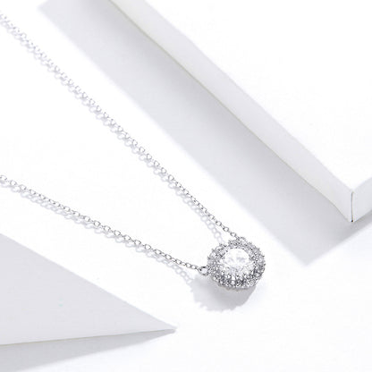 925 Sterling Silver Plated Platinum 49cm Pavé Setting CZ Necklace for Women