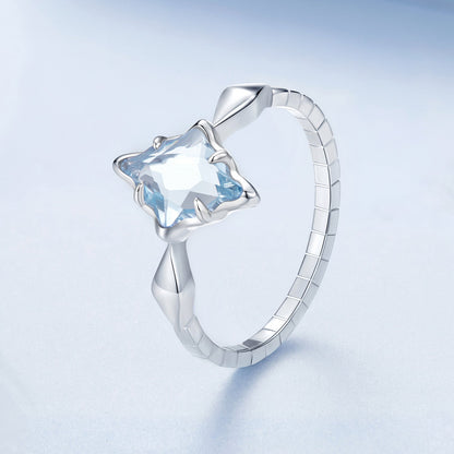 925 Sterling Silver White Gold Plated 1.2x0.9cm Pendant Ring Size 6.0 for Women