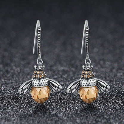 925 Sterling Silver Earrings with Oxidized Finish and Pavé Setting CZ