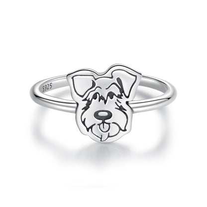 925 Sterling Silver Oxidized Silver Dog Ring for Women