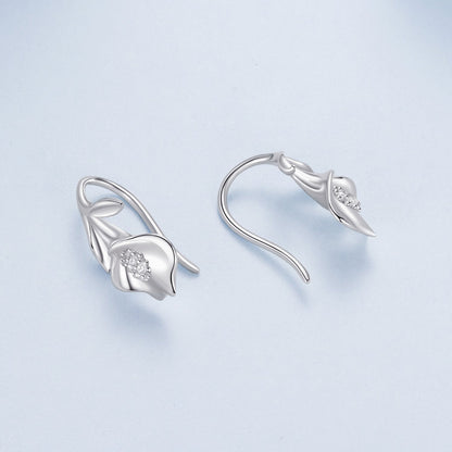 925 Sterling Silver Earrings with White Gold Plating and CZ