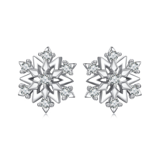 925 Sterling Silver Earrings with Pavé Setting CZ and White Gold Plating