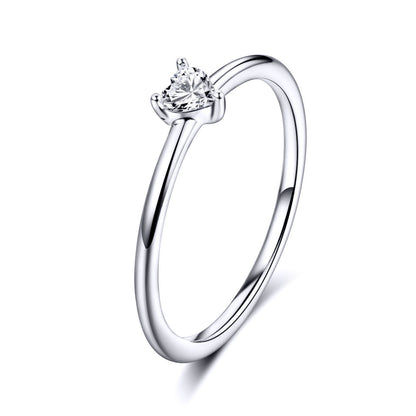 925 Sterling Silver Ring Size 6.0 with CZ and Platinum Plating for Women