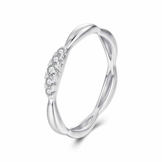 925 Sterling Silver Moissanite Ring with 0.15-0.2cm Gems for Women - Size 6