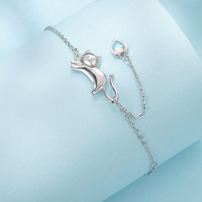925 Sterling Silver White Gold Plated Moonstone CZ Bracelet for Women
