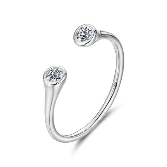 Bague en argent sterling 925 avec moissanite taille E