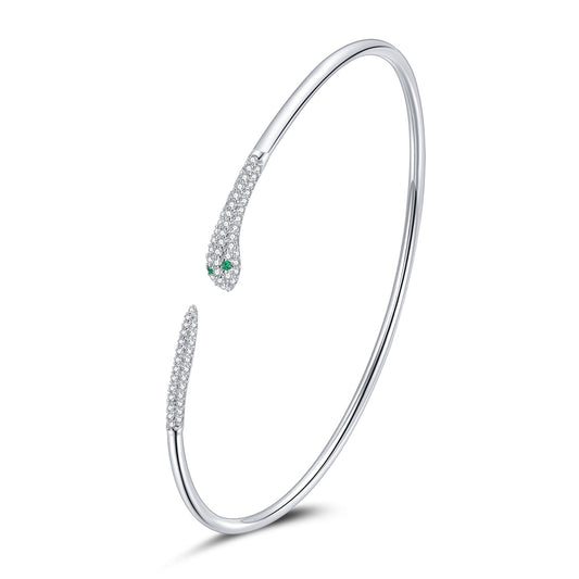 S925 Sterling Silver Bracelet with Pavé Setting CZ 6cm Diameter for Women