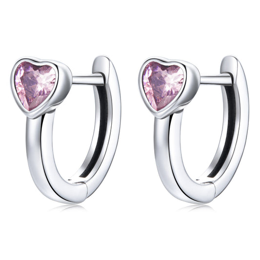925 Sterling Silver Earrings with Pavé Setting CZ, Oxidized Silver, 1.2x0.5cm for Women