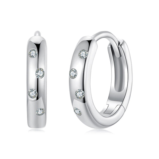 925 Sterling Silver Moissanite Earrings for Women - White Gold Plated