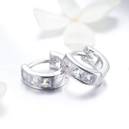 925 Sterling Silver Plated Platinum Pavé Setting CZ Earrings
