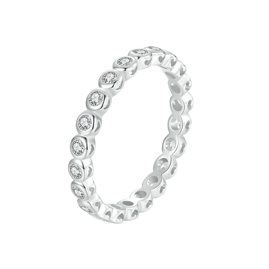 Bague pour femme en argent sterling 925 avec moissanite 2 mm – Taille 7