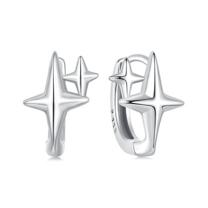 925 Sterling Silver Earrings with White Gold Plating, Size 1.2*0.9cm for Women
