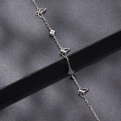 925 Sterling Silver White Gold Plated Bracelet with Moissanite, 15+6cm, for Women