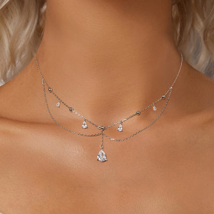 925 Sterling Silver 400mm CZ Pavé Setting Necklace for Women