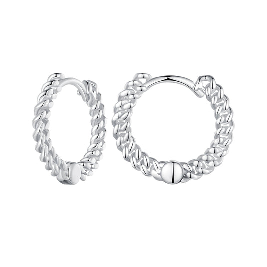 925 Sterling Silver Earrings Size 14*1.5mm Plated Platinum for Women