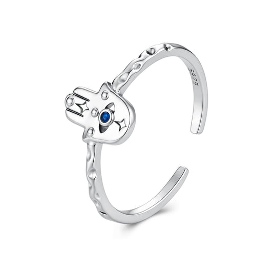 Bague pour femme en argent sterling 925 main de Hamsa avec spinelle synthétique