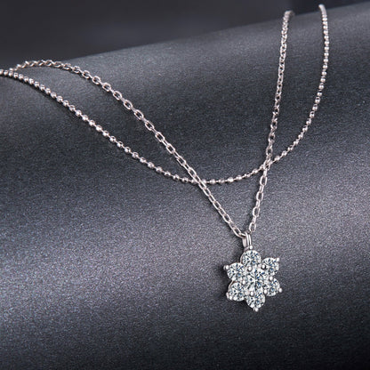 925 Sterling Silver 0.06 Carat & 0.20 Carat Moissanite Necklace with White Gold Plating for Women