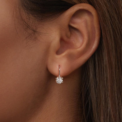 925 Sterling Silver Moissanite Earrings with CZ in White Gold, 1.8cm for Women
