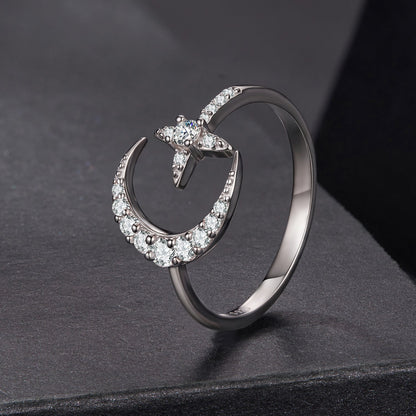 925 Sterling Silver Moissanite 0.25cm White Gold Plated Ring - Size E for Women
