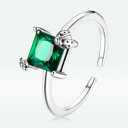 925 Sterling Silver Oxidized Pavé Setting CZ Ring for Women