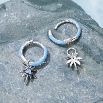 925 Sterling Silver Earrings with Nano Opal Stone and Enamel, Oxidized Finish