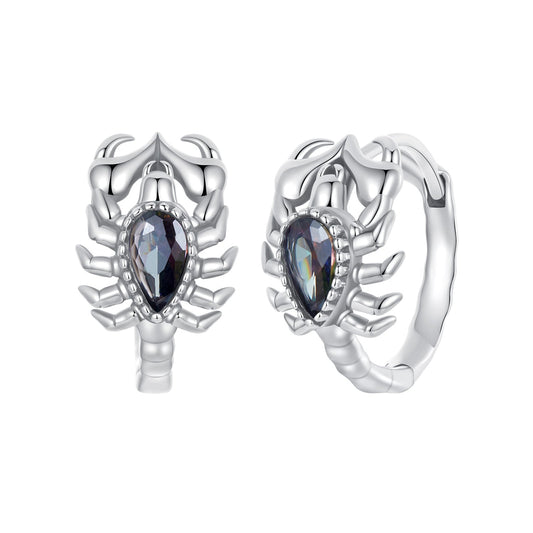 925 Sterling Silver Earrings with Transparent Glass - 13*8mm for Women
