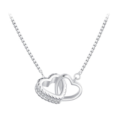 925 Sterling Silver Necklace with CZ in Pavé Setting, Length 400+50mm, Pendant 11*18mm, Unisex
