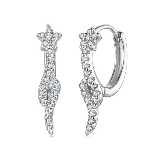 925 Sterling Silver Plated White Gold Earrings with CZ for Women