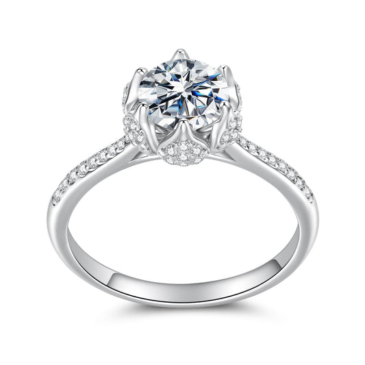 925 Sterling Silver Moissanite Ring 1ct Size 6 White Gold Plated for Women