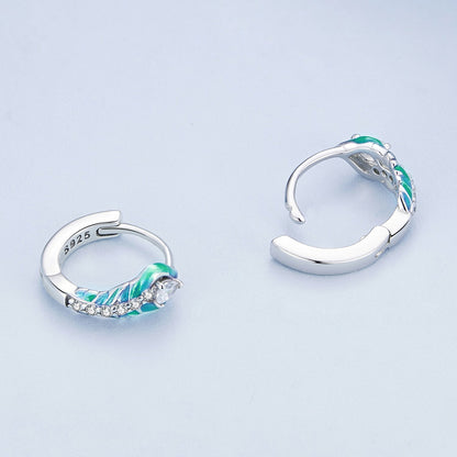 925 Sterling Silver Enamel Oxidized Earrings with Pavé Setting for Women