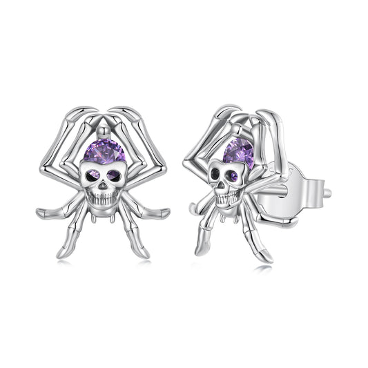 925 Sterling Silver Earrings with Pavé Setting CZ, 1.1 x 1.0 cm, Oxidized Finish for Women
