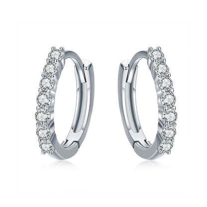 925 Sterling Silver Earrings with Pavé Setting CZ, Size 1.2*0.2cm for Women