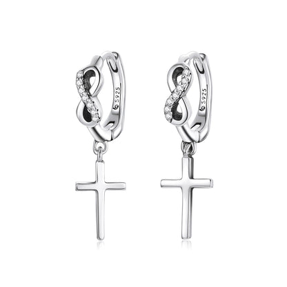925 Sterling Silver Earrings with Pavé Setting CZ in Oxidized Finish