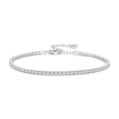 925 Sterling Silver Pavé Setting Bracelet with CZ for Women - Adjustable 18+5cm