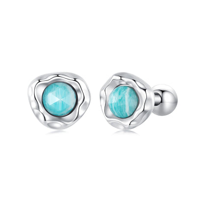 925 Sterling Silver Amazonite Earrings 0.55cm Plated White Gold for Women