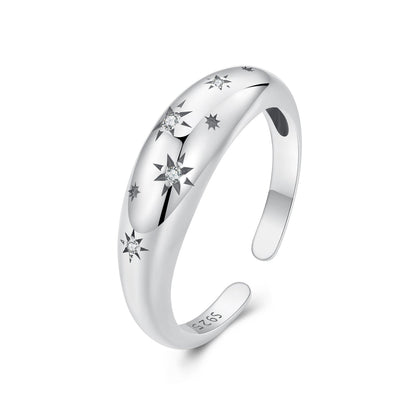 925 Sterling Silver Ring with Pavé Setting CZ, Width 2.2-5.8mm, Oxidized Silver, Women's Ring