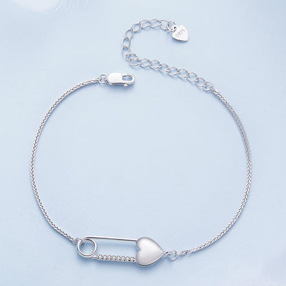 925 Sterling Silver Bracelet with CZ Pendant - 160mm Length and 8x26mm Pendant Size for Women