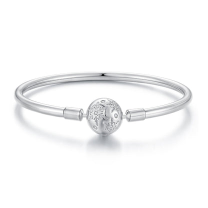 925 Sterling Silver Pavé Setting CZ Bracelet with White Gold Plating for Women - Size 17.0