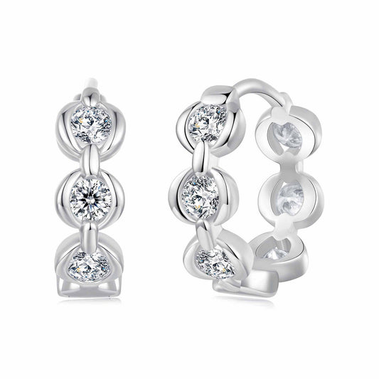 925 Sterling Silver 0.25 Carat Moissanite Hoop Earrings for Women