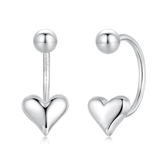 925 Sterling Silver Earrings with White Gold Plating, 1.3x0.58cm for Women