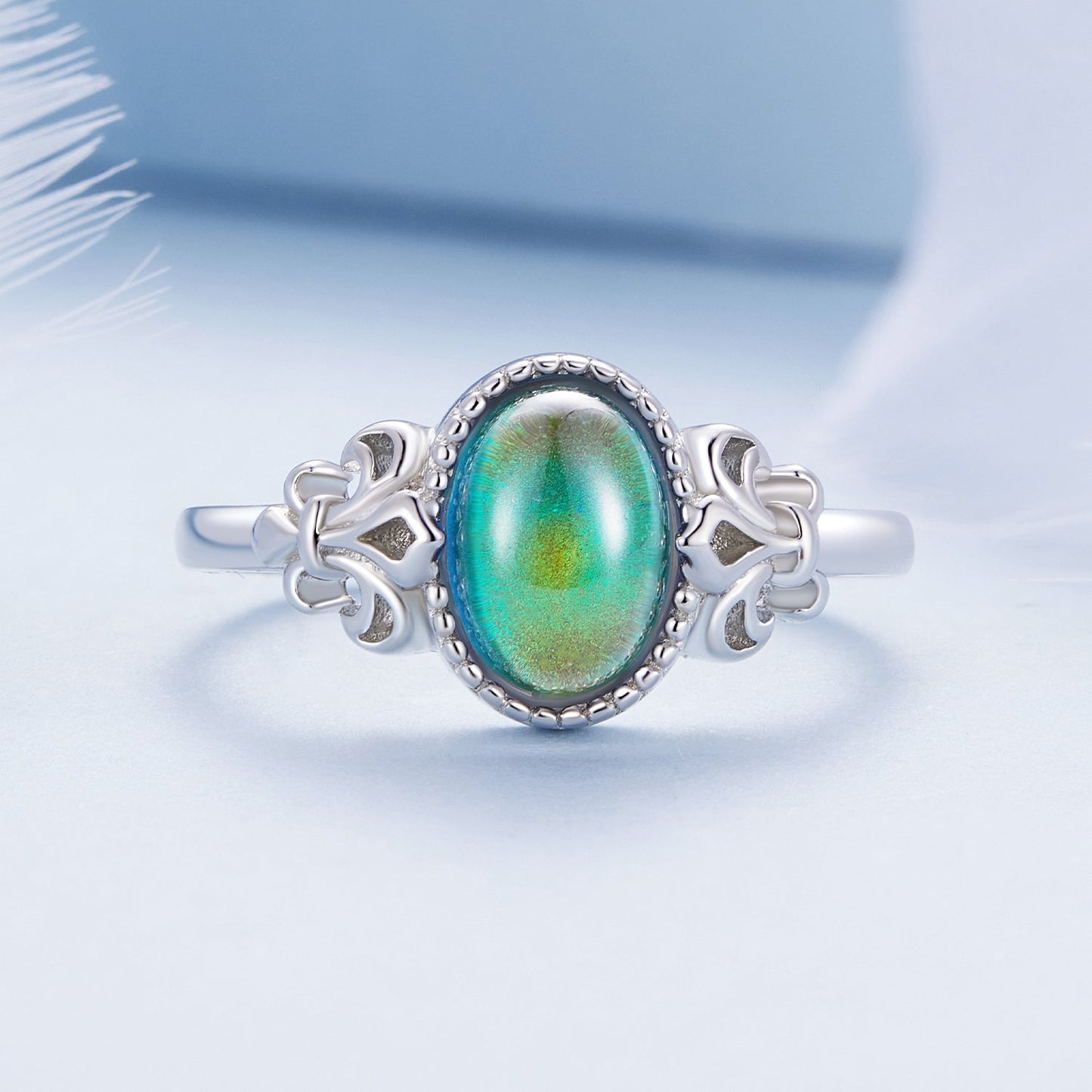 925 Sterling Silver Ring 1.7mm Size 6.0 with Transparent Glass for Women