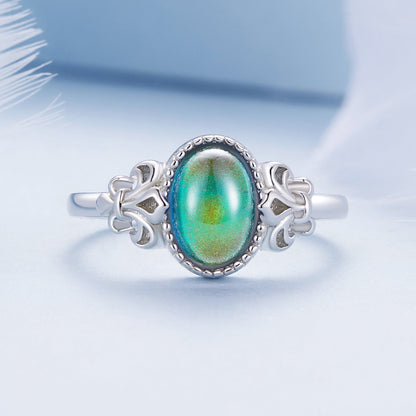 925 Sterling Silver Ring 1.7mm Size 6.0 with Transparent Glass for Women