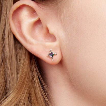 925 Sterling Silver Earrings with Transparent Glass for Women
