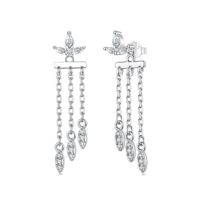 925 Sterling Silver Earrings with White Gold Plating and CZ