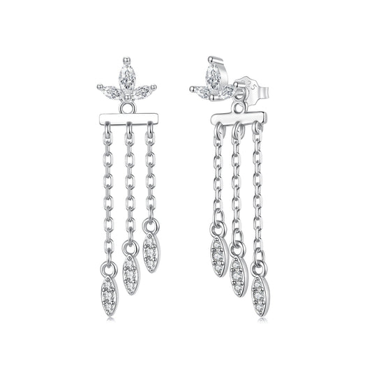 Boucles d'oreilles en argent sterling 925 plaqué or blanc avec zircon cubique